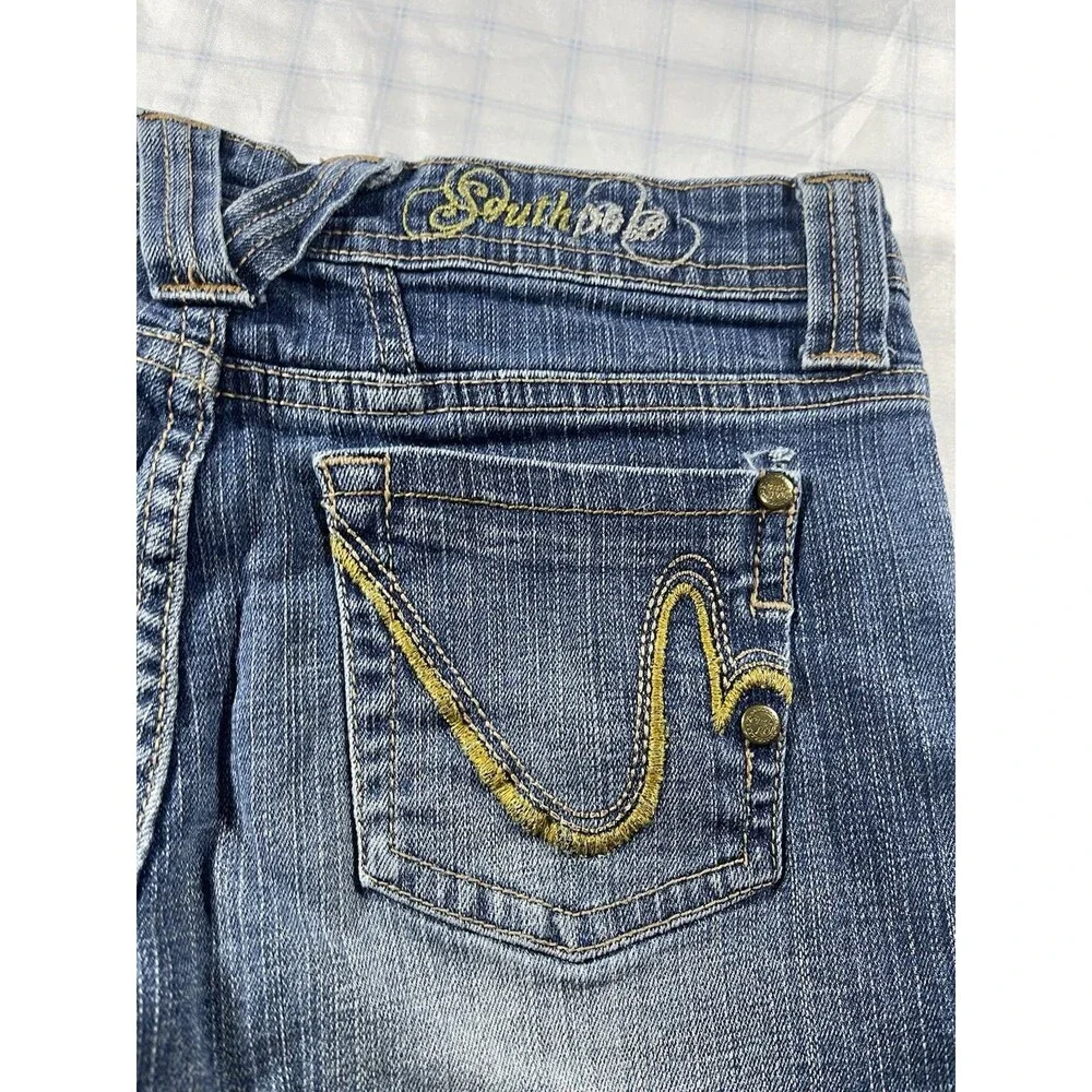 Southpole Girls Denim Bermuda Shorts Size 14 Blue Jean School Cuffed Stretch